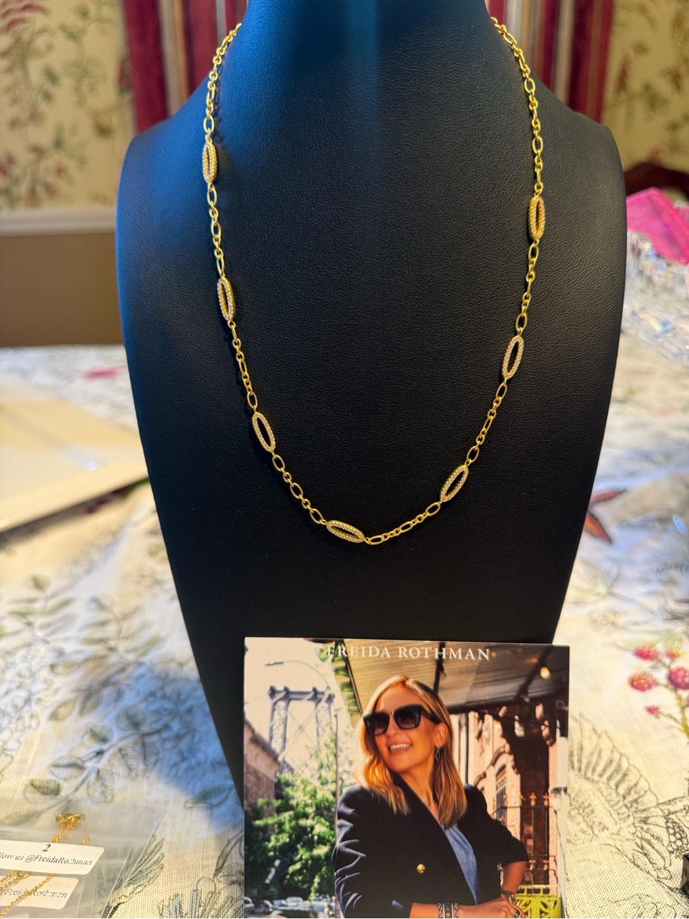 Freida Rothman Gold Textured Oval-Link Necklace